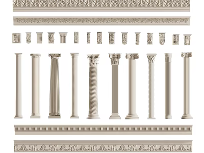 Variety Of Ornate Roman Columns And Architectural Mouldings 3d model