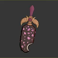 Delicious Red Popsicle With Pink Sprinkles And Decorative Orange Top