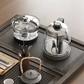 Traditional Tea Set With Wooden Tray Glass Teapot Small Cups Bamboo Scoop For Tea Ceremony