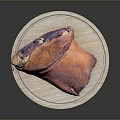 Fresh Animal Meat With Skin On Wooden Cutting Board Showing Red And Orange Color