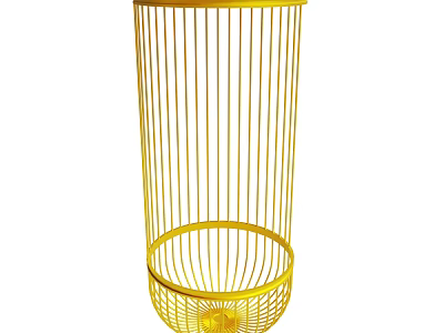 Modern Yellow Metal Cage Shaped Decorative Ornament for Home Interior 3d model