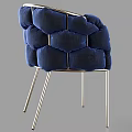 Modern Leisure Chair With Puffy Padded Backrest Armrest And Gold Metal Legs