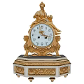 Ornate Golden Mantel Clock With Female Statue Lion Accents And Decorative Base