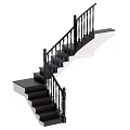 Elegant Modern Interior Staircase With Black Railings And Steps Design 3d model