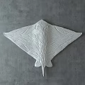 White Manta Ray Shaped Sculpture With Wavy Texture For Wall Decoration 3d model