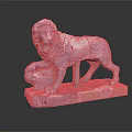 Ancient Style Stone Lion Statue With Paw On Ball On Rectangular Base Decorative Sculpture