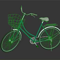 Vintage Green Bicycle With White Seat Front Wire Basket And Fenders