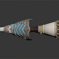 Ornate Decorative Horn With Blue Enamel Gold Patterns And Carved Details