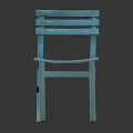Simple Modern Light Blue Wooden Leisure Chair with Slatted Backrest and Seat for Home Decor