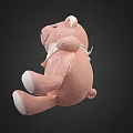 Pink Knitted Teddy Bear Doll With Star Patterned Bandana And Heart Design