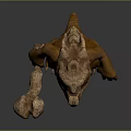 3D Game Movie Monster Character With Rough Skin Big Eyes Clawed Hands And Stone Object