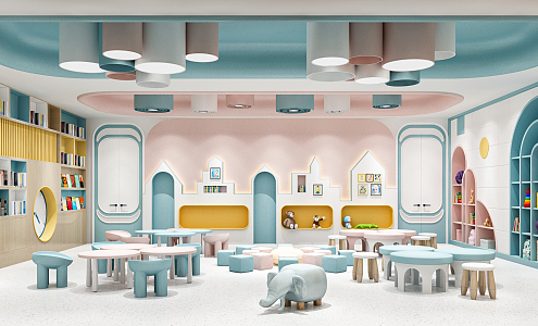 Modern Kindergarten Reading Room 3d model