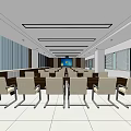 Modern Conference Room Interior Design With Long Table Chairs And Projection Screen
