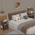 Cozy Bedroom Interior With Stylish Shelf For Decorative Items And Storage