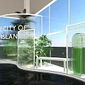 The Onyx Building Modern Interior Featuring Curved Glass Walls Indoor Plants And Black Reflective Floor