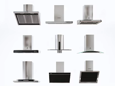 Various Stainless Steel Kitchen Range Hoods In Modern Styles And Designs 3d model