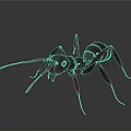 Metallic Ant 3D Rendering With Red Legs Antennae And Shiny Surface 3d model