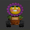 Cartoon Scene With Sunflower Character Smiling Face Sunglasses And Tracked Pot Named Daisy