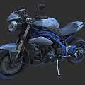 Modern Blue and Gray Motorcycle With Sleek Design Headlight Seat and Tires