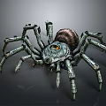 Intricate Mechanical Spider With Multiple Engraved Legs And Spiral Shell Body