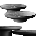 Modern Round Coffee Table With Sleek Marble Top And Black Base Design 3d model
