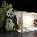 Giant Panda Themed Exhibition Booth Display With Bamboo And Decorative Elements 3d model