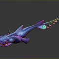 Vibrant Mythical Sea Creature 3D Model With Blue Purple Shiny Scales And Spiked Tail