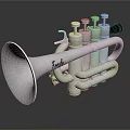 Shiny Silver Trumpet Musical Instrument with Valves and Bell Surface