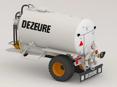 DEZEURE White Tanker Utility Vehicle with Yellow Wheels and Spray Equipment 3d model