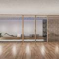 Japanese Style Modern Garden With Wooden Lattice Stone Wall And Green Plants