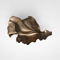 Golden Leaf Shaped Wall Decor With Artistic Textured Design For Home 3d model