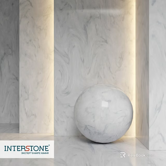 Marble Sphere Component in Modern Interior With Textured Wall Panels And Soft Lighting 3d model 