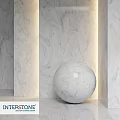 Marble Sphere Component in Modern Interior With Textured Wall Panels And Soft Lighting