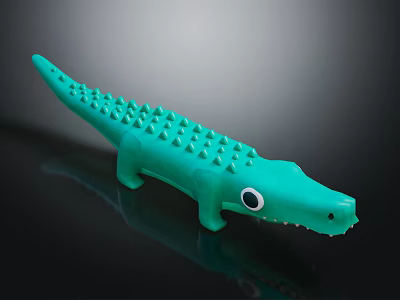 Green Rubber Crocodile Toy With Spiky Back And Black Eyes For Kids Play 3d model