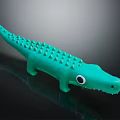 Green Rubber Crocodile Toy With Spiky Back And Black Eyes For Kids Play
