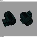 Two Green Industrial Electric Motors With Housing Heat Sinks And Mounting Bases
