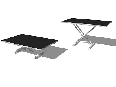 Two Contemporary Coffee Tables Featuring Black Tabletop And Silver Metal Frame 3d model