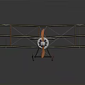 Vintage Biplane Aerospace Model With Brown Wings And Orange Propeller Design