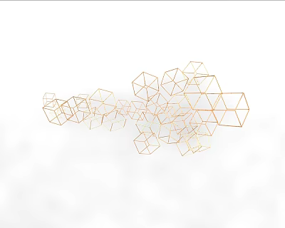 Golden Geometric Polygon Structure With Interconnected Lines And Decorative Design 3d model