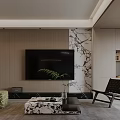 Modern Living And Dining Room Interior With Sofa Coffee Table And Pendant Light Fixture