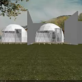 Dome Shaped Boutique Guesthouse Building On Lush Grassland With Natural Scenery And Trees