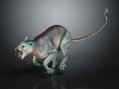 3D Rendered Ferocious Mythical Creature With Sharp Fangs Long Tail And Open Mouth 3d model