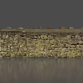 Ancient Stone Building Exterior Wall With Rough Textured Surface And Crenellated Top