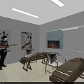 Blue And White Checkered Wall Room With Multiple Drums And Percussion Gear