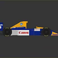 Blue Yellow White Formula Racing Car With Canon Logo Detailed Exterior Design