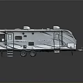 Modern Travel Caravan Exterior With Windows Ladder And Wheels Design