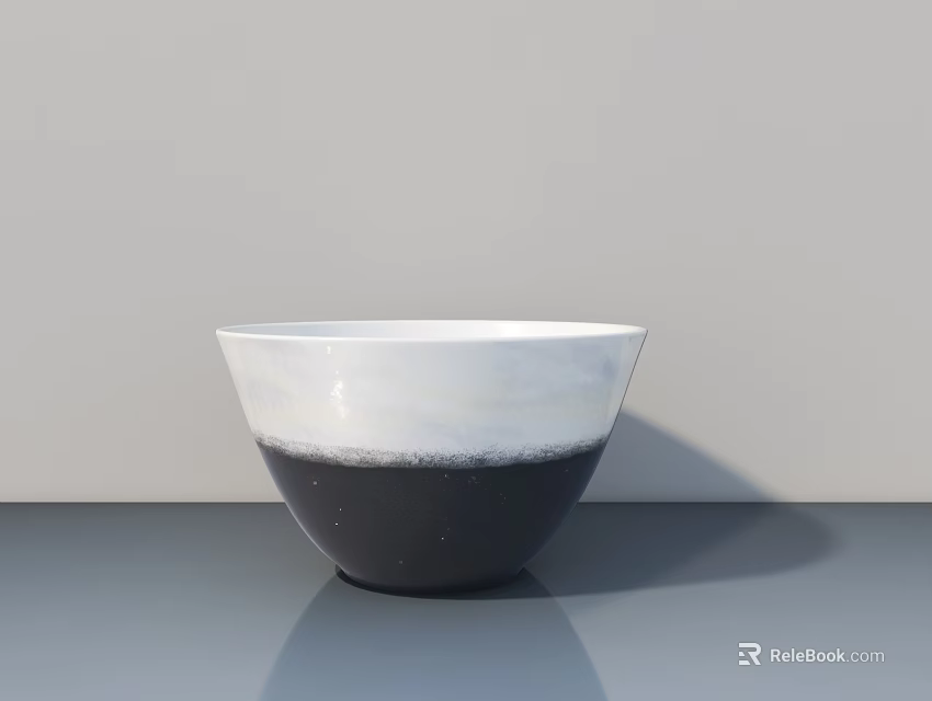 Stylish White And Black Gradient Bowl On Gray Surface With Light Gray Wall Background 3d model