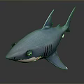 Blue Toy Shark With Detailed Teeth Pink Mouth And Sharp Fins