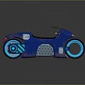 Futuristic Blue Motorcycle With Illuminated Wheels Sleek Body And Transparent Windshield