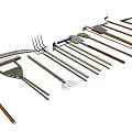 Essential Garden Tools Collection Featuring Rakes Shovels And Hoes For Home Gardening